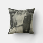 Coussin Photo de mariage Cœurs d'amour dorés 50e Anniversa (Verso)