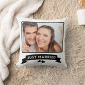 Coussin Photo de mariage personnalisée juste marié (Couverture)