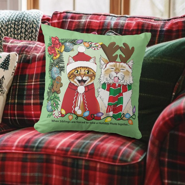Coussin Photo de Noël annuelle du chat (Créateur téléchargé)