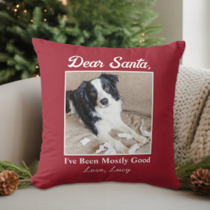 Coussin Photo de Noël drôle de chien de compagnie chat che