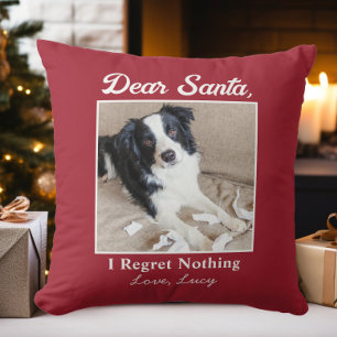 Coussin Photo de Noël drôle de chien de compagnie chat che