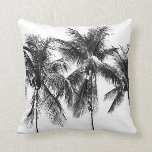 Coussin Photo de palmier tropicale moderne noir et blanc
