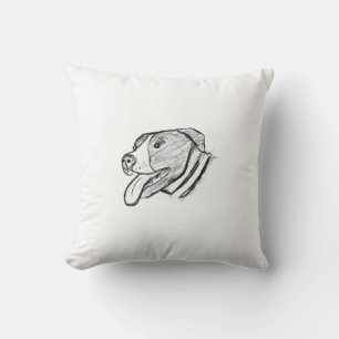 Coussin photo de pitbull dessiné à la main amateur de chie