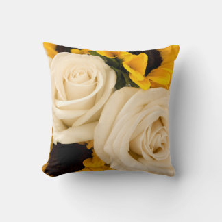 Coussin Photo de rose blanche et tournesol Sunshine & Grac