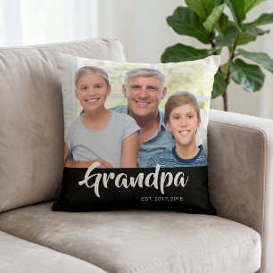 Coussin Photo de script moderne noir établi par grand-père