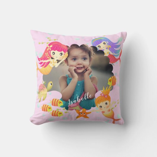 Coussin Photo de sirènes rose (Recto)