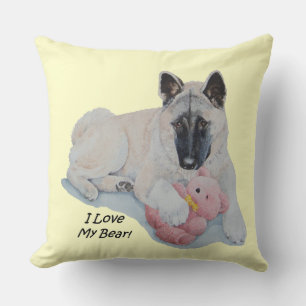 Coussin photo d'un mignon ours en peluche de l'akita