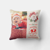 Coussin Photo Elegant Floral Baby's First Christmas (Verso)