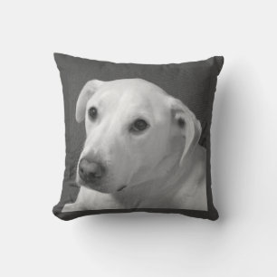 Coussin Photo en noir et blanc d'un beau chien à l'âne