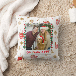 Coussin Photo et nom personnalisés Joyeux Noël personnalis