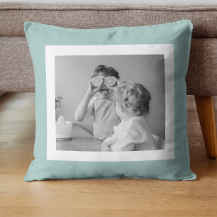 Coussin Photo Famille Moderne Mint Simple Lovely Cadeau