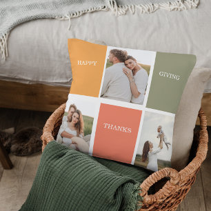 Coussin Photo Family Collage moderne Happy Thanksgiving