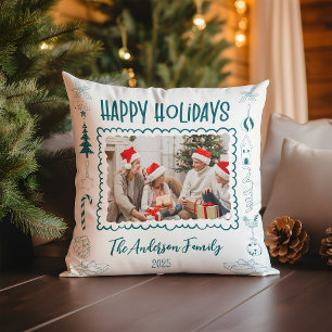 Coussin Photo Fantaisiste Drôle Doodle Fêtes