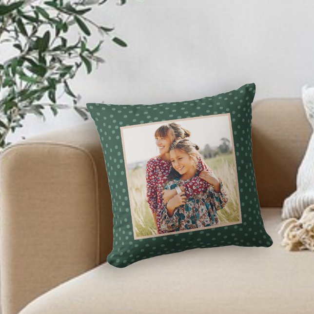 Coussin Photo Festive Green Dots (Créateur téléchargé)