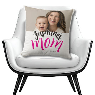 Coussin Photo Maman Enfant Nom Année Personnalisée Mama