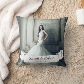 Coussin Photo Mariage classique Ruban blanc & Laurels (Couverture)