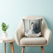 Coussin Photo Mariage classique Ruban blanc & Laurels (Chaise)