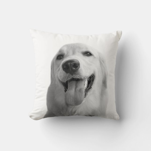 Coussin Photo mignonne de chien animal noire et blanche (Recto)