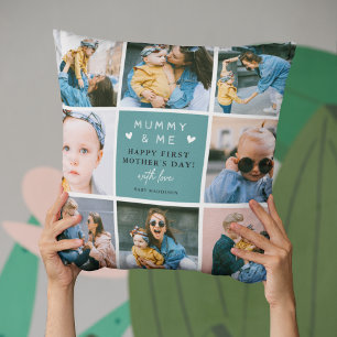 Coussin Photo mignonne 'Mummy & Me' Collage 1ère Fête des