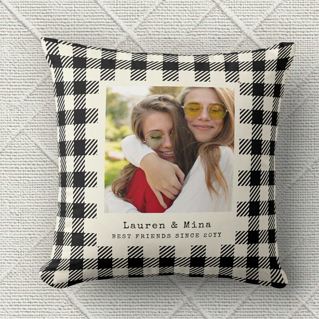 Coussin Photo moderne BFF Plaid Friend Best Friend (Créateur téléchargé)