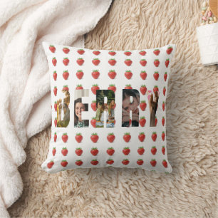 Coussin Photo moderne Fraise Word avec lettres photos