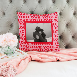 Coussin Photo moderne   Red & Pink Love You Valentines Cad