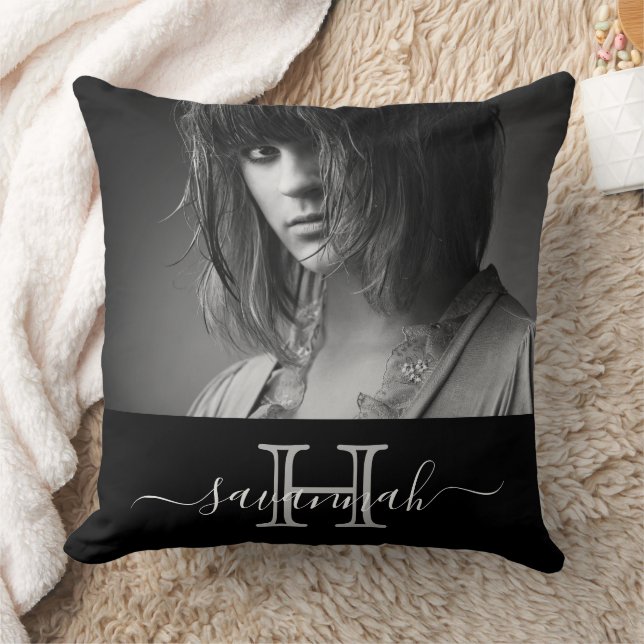 Coussin Photo monogramme noir blanc (Couverture)
