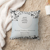 Coussin Photo noire d'anniversaire de mariage de remous (Couverture)