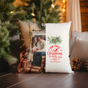 Coussin Photo Notre premier Noël en tant que maman et papa