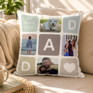 Coussin Photo Papa moderne Collage Fête des pères Famille