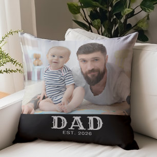 Coussin Photo Papa Typographie Gras Établie