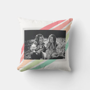 Coussin Photo Pastel Rainbow Stripes Cadeau personnalisé