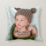 Coussin photo personnalisé<br><div class="desc">Personnalisez ce coussin avec vos photos, ils sont parfaits pour présenter des photos de nouveau-nés, de bébé, de famille, de fiançailles ou de mariage. Vous pouvez ajouter la même photo aux deux côtés, ou avoir une photo différente de chaque côté. Personnalisez le texte avec vos informations, devis ou vers.</div>