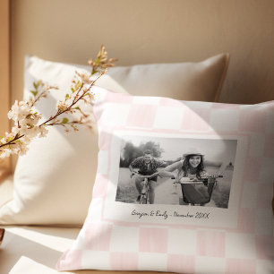 Coussin Photo personnalisé damier rose