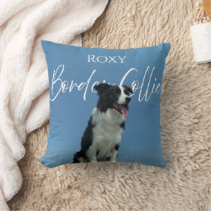 Coussin Photo personnalisé de Border Collie avec typograph