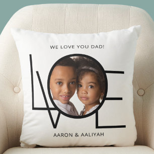 Coussin Photo personnalisé On t'aime Papa Fête des Pères