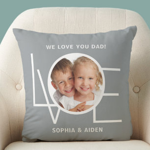 Coussin Photo personnalisé On t'aime Papa Fête des Pères G