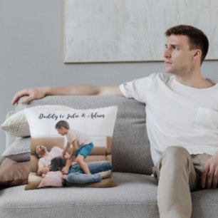Coussin Photo personnalisée Daddy Kids Noms de script Fête