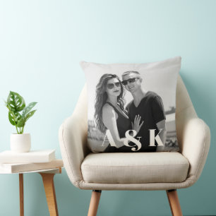 Coussin Photo personnalisée et grandes initiales monogramm