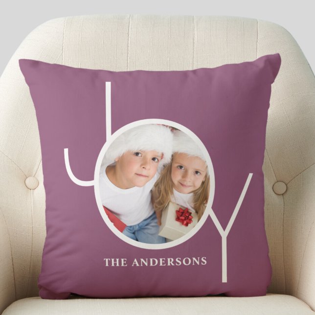 Coussin Photo personnalisée Fête de Noël violet (Créateur téléchargé)