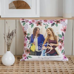 Coussin Photo personnalisée Fête des mères florales belle-
