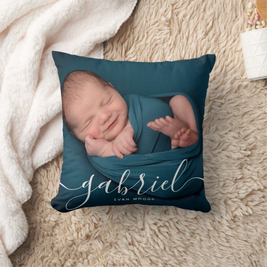 Coussin Photo personnalisée Nom du bébé Modèle Keepsaké (Couverture)