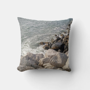 Coussin Photo Rocky Ocean Shore Best Dad Grey