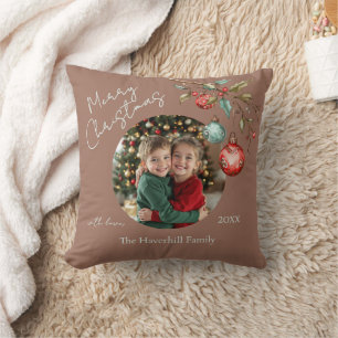 Coussin Photo souvenir Élégant Noël aquarelle