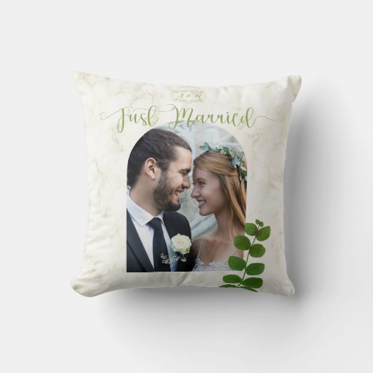 Coussin Photo verte mariage (Recto)
