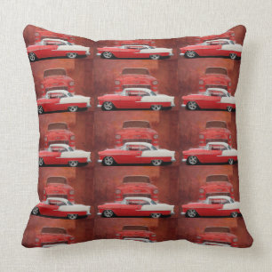 Coussin Photo vintage blanche rouge de voiture de Bel Air