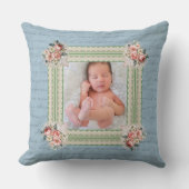 Coussin Photo vintage victorien damassé délavé (Recto)