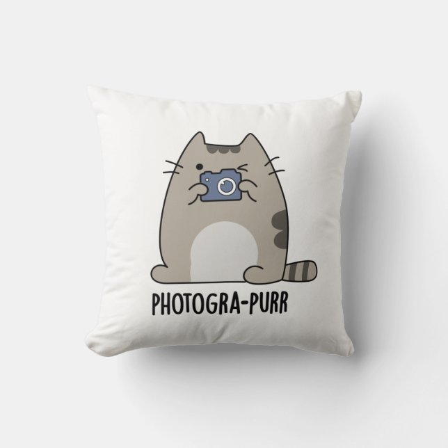 Coussin Photograh-purr Funny Chat Photographe Pun (Recto)