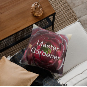 Coussin Photographie botanique de succulente rouge Master