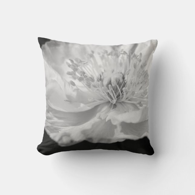 Coussin Photographie de Pavot Blanc (Recto)